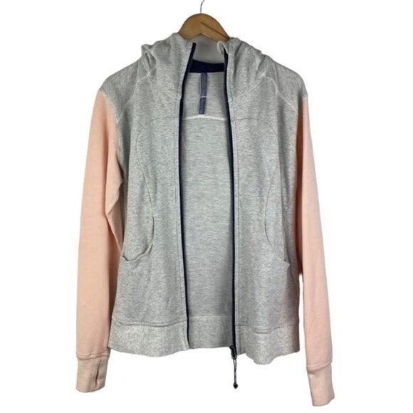 Lululemon On The Daily Heather Gray Blush Pink Full Zip Hoodie Sweater US 6 - Picture 8 of 14